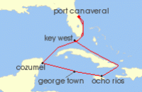 Cruise itinerary map for Celebrity Cruises 7 Night Key West, Mexico & Cayman (137976)