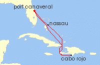 Cruise itinerary map for Royal Caribbean Cruises 6 Night Western Caribbean Cruise (141432)
