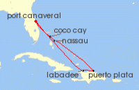 Cruise itinerary map for Royal Caribbean Cruises 7 Night Eastern Caribbean & Perfect Day (131702)