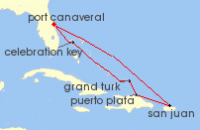 Cruise itinerary map for Princess Cruises 8 Night Eastern Caribbean with Puerto  Rico (140955)