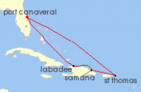Cruise itinerary map for Royal Caribbean Cruises 7 Night Eastern Caribbean (140475)
