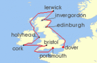 Cruise itinerary map for Saga Cruises 10 Night British Isles Explorer (132631)