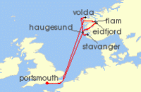 Cruise itinerary map for Ambassador Cruise Line 10 Night Melting Horizons: A Norwegian Spring Voyage (137906)