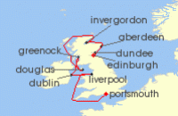 Cruise itinerary map for Azamara Cruises 13 Night Cruise British Isles Cruise: Liverpool, Dublin & Edinburgh (134457)