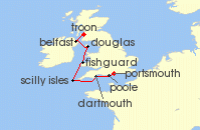Cruise itinerary map for SeaDream Yacht Club 7 Night Yachting the British Coast (141412)