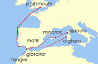 Cruise itinerary map for Saga Cruises 15 Night Islands of the Mediterranean (132756)