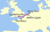 Cruise itinerary map for Saga Cruises 5 Night Continental Easter Mini Break (132790)
