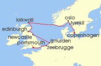 Cruise itinerary map for Crystal Cruises 11 Night Baltics & Northern Europe - Portsmouth To Copenhagen (133966)