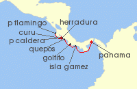Cruise itinerary map for Windstar Cruises 8 Night Naturally Costa Rica (132997)