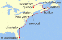 Cruise itinerary map for Princess Cruises 14 Night Canada & Colonial America (125623)