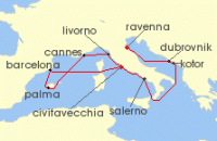 Cruise itinerary map for Norwegian Cruise Line 10 Night Mediterranean From Venice To Rome: Italy, France & Spain (136818)