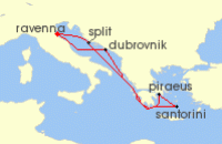 Cruise itinerary map for Royal Caribbean Cruises 7 Night Greece & Croatia Cruise (127699)