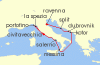 Cruise itinerary map for Celebrity Cruises 10 Night Best of Italy & Croatia (127746)