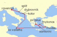 Cruise itinerary map for Celebrity Cruises 11 Night Adriatic & Greek Isles (127213)