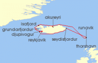 Cruise itinerary map for Regent Seven Seas Cruises 10 Night Magical Midnight Sun Reykjavik To Reykjavik (123340)