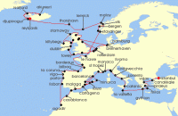 Cruise itinerary map for Oceania Cruises 70 Night Southerly Sojourn Reykjavik to Istanbul (138173)