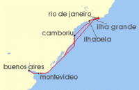 Cruise itinerary map for Costa Cruises 9 Night South America from Rio de Janeiro (130450)