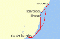 Cruise itinerary map for MSC Cruises 7 Night South America (128372)