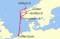 Cruise itinerary map for Holland America Line 7 Night Norwegian Fjords With Nordfjord (124130)
