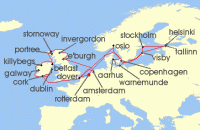 Cruise itinerary map for Holland America Line 28 Night Scandinavian Capitals & British Isles: Belfast (135040)