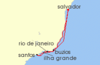 Cruise itinerary map for MSC Cruises 8 Night South America (134067)