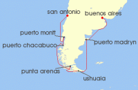 Cruise itinerary map for Costa Cruises 14 Night World Cruise from San Antonio/Santiago de Chile (135703)