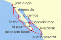 Cruise itinerary map for Holland America Line 12 Night Historical Baja Peninsula (132681)