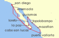 Cruise itinerary map for Holland America Line 12 Night Historical Baja Peninsula (121691)