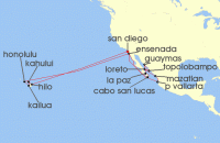 Cruise itinerary map for Holland America Line 29 Night Historical Baja Peninsula & Circle Hawaii Holiday (132692)