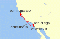 Cruise itinerary map for Holland America Line 7 Night Classic California Coast (107135)
