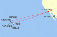 Cruise itinerary map for Holland America Line 18 Night Circle Hawaii (119165)