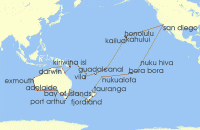 Cruise itinerary map for Holland America Line 93 Night Grand Australia & New Zealand (130138)
