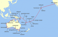 Cruise itinerary map for Holland America Line 60 Night Grand Australia & New Zealand (128000)