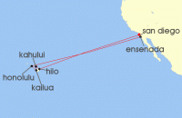 Cruise itinerary map for Holland America Line 17 Night Circle Hawaii Holiday (119302)