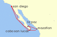 Cruise itinerary map for Royal Caribbean Cruises 7 Night Cabo, Mazatlan & La Paz Cruise (7126)