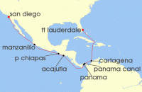 Cruise itinerary map for Holland America Line 14 Night Grand World Voyage (130204)