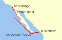 Cruise itinerary map for Disney Cruise Line 7 Night Very Merrytime Mexican Riviera Cruise From San Diego (137985)