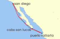 Cruise itinerary map for Norwegian Cruise Line 6 Night Mexican Riviera Round-trip San Diego: Cabo & Puerto Vallarta (135936)