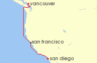 Cruise itinerary map for Holland America Line 5 Night Pacific Coastal Cruise (21916)