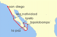 Cruise itinerary map for Crystal Cruises 9 Night The Americas & Caribbean - San Diego To San Diego (133773)