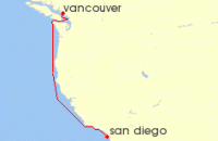 Cruise itinerary map for Disney Cruise Line 4 Night Pacific Coast Cruise From San Diego Ending In Vancouver (2817)