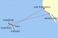Cruise itinerary map for Princess Cruises 16 Night Hawaiian Islands (121400)