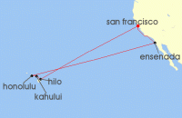 Cruise itinerary map for Princess Cruises 16 Night Hawaiian Islands (137706)