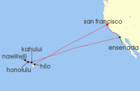Cruise itinerary map for Princess Cruises 16 Night Hawaiian Islands (117014)