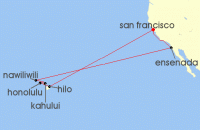 Cruise itinerary map for Princess Cruises 16 Night Hawaiian Islands (117013)