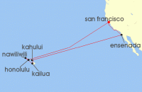 Cruise itinerary map for Princess Cruises 16 Night Hawaiian Islands (130902)
