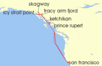 Cruise itinerary map for Princess Cruises 10 Night Inside Passage (Roundtrip San Francisco) (141563)
