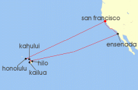 Cruise itinerary map for Princess Cruises 16 Night Hawaiian Islands (139436)
