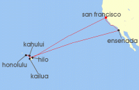 Cruise itinerary map for Princess Cruises 16 Night Hawaiian Islands (139434)