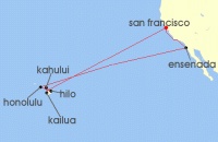 Cruise itinerary map for Princess Cruises 16 Night Hawaiian Islands (139433)